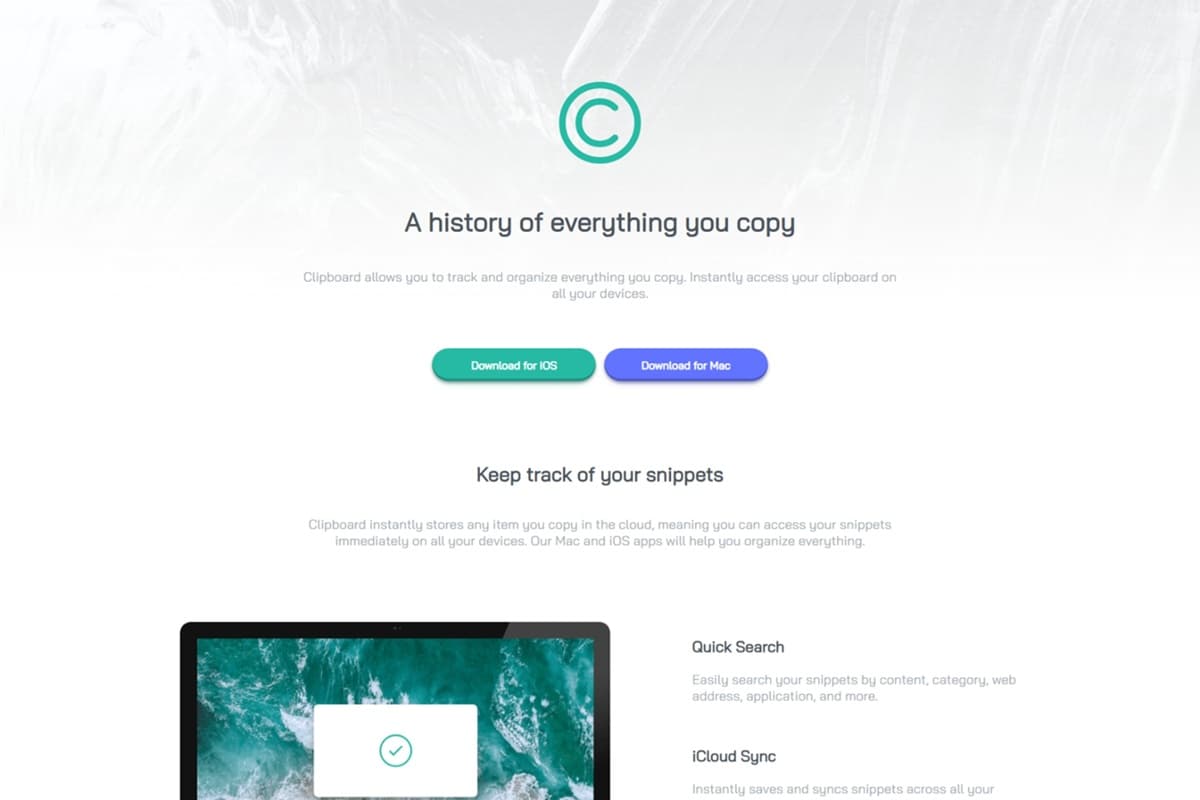 Clipboard landing page