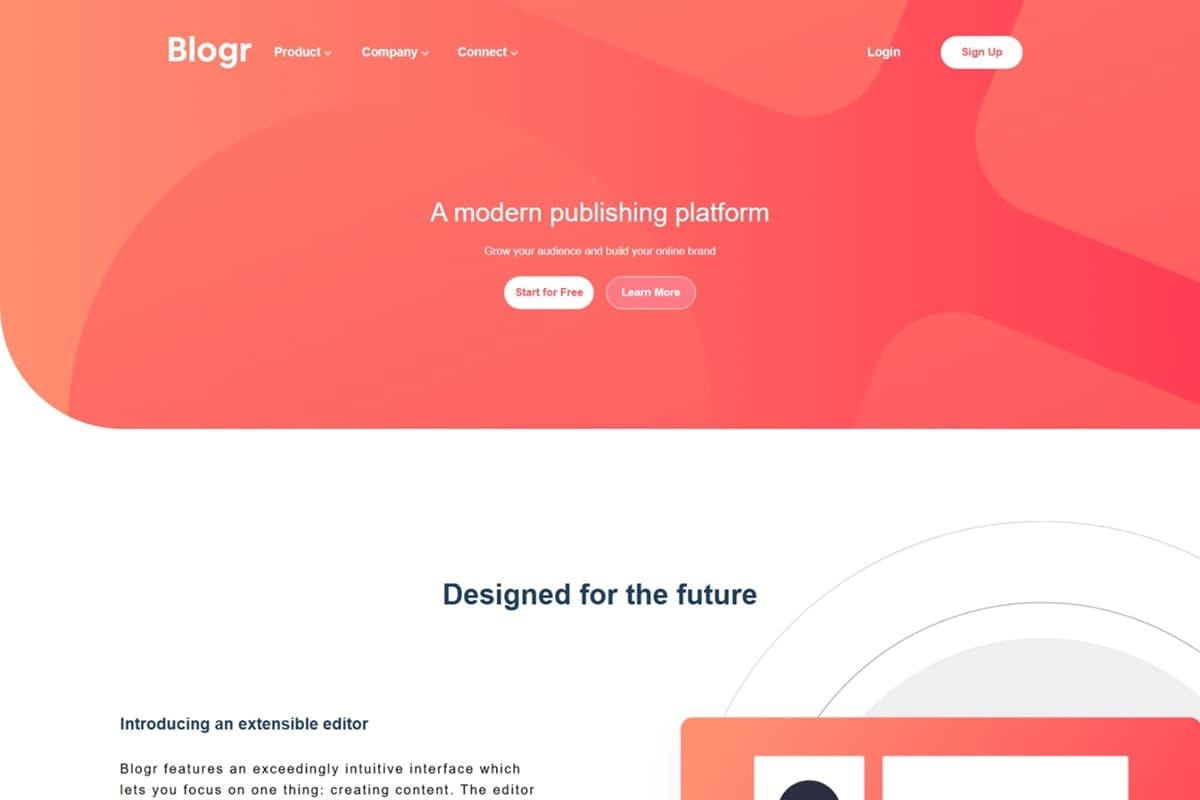 Blogr landing page