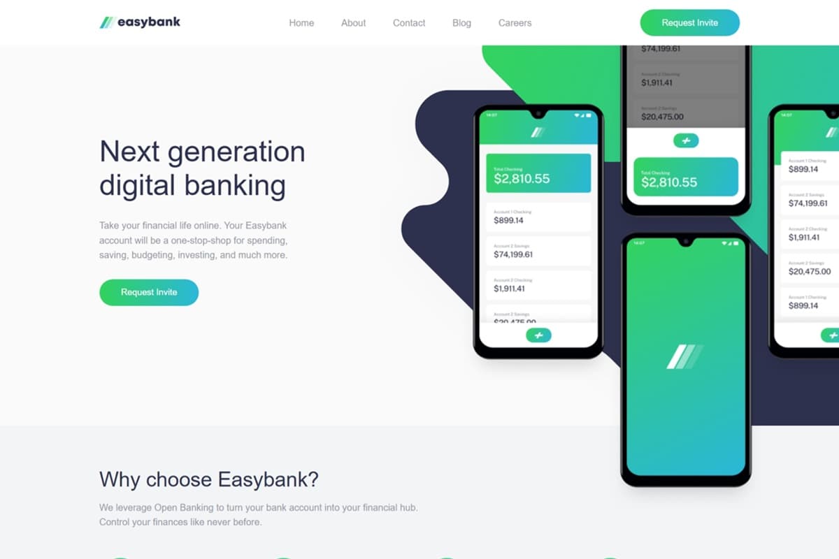 Easybank landing page