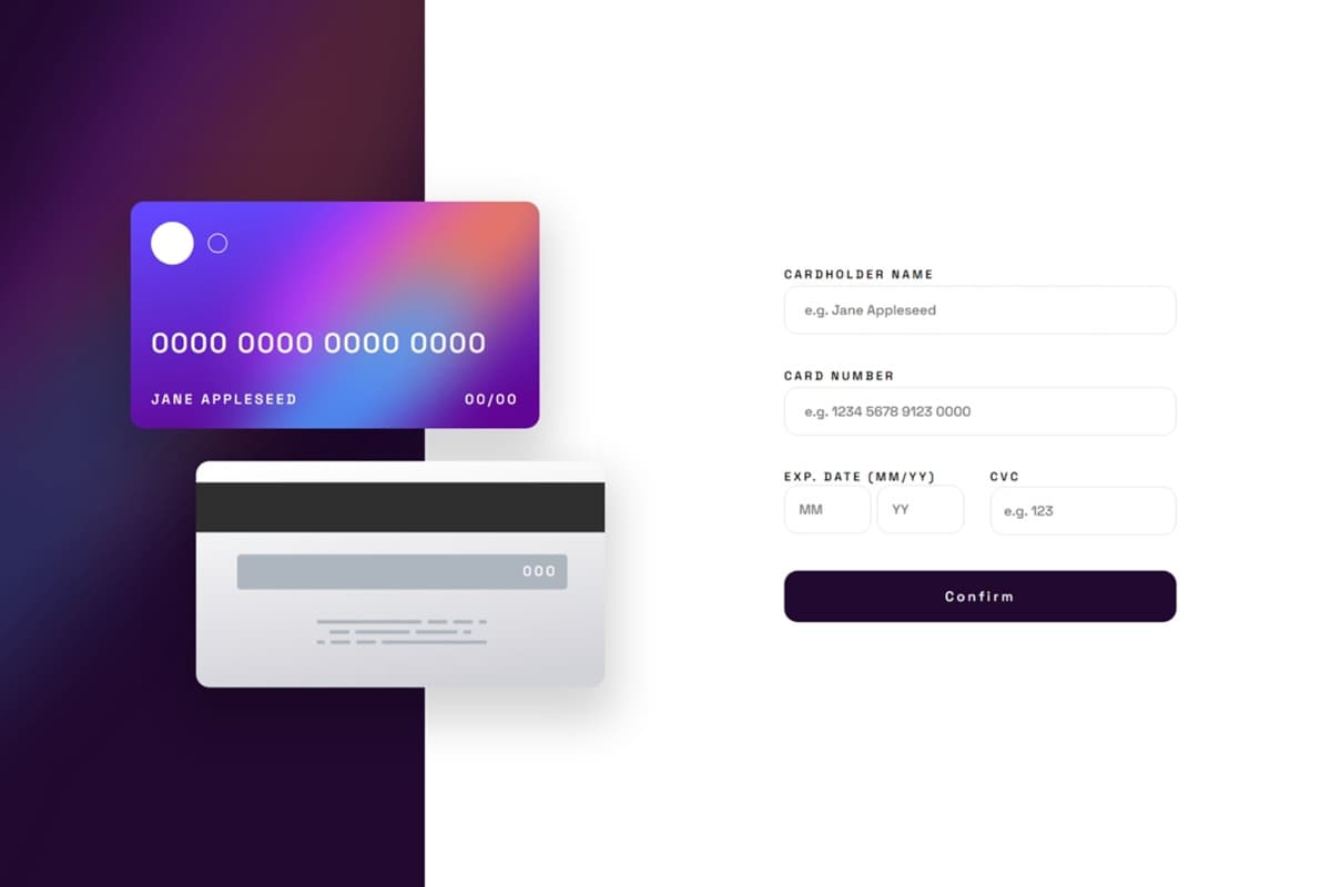 Interactive card details form