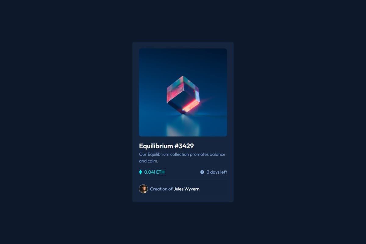 NFT preview card component