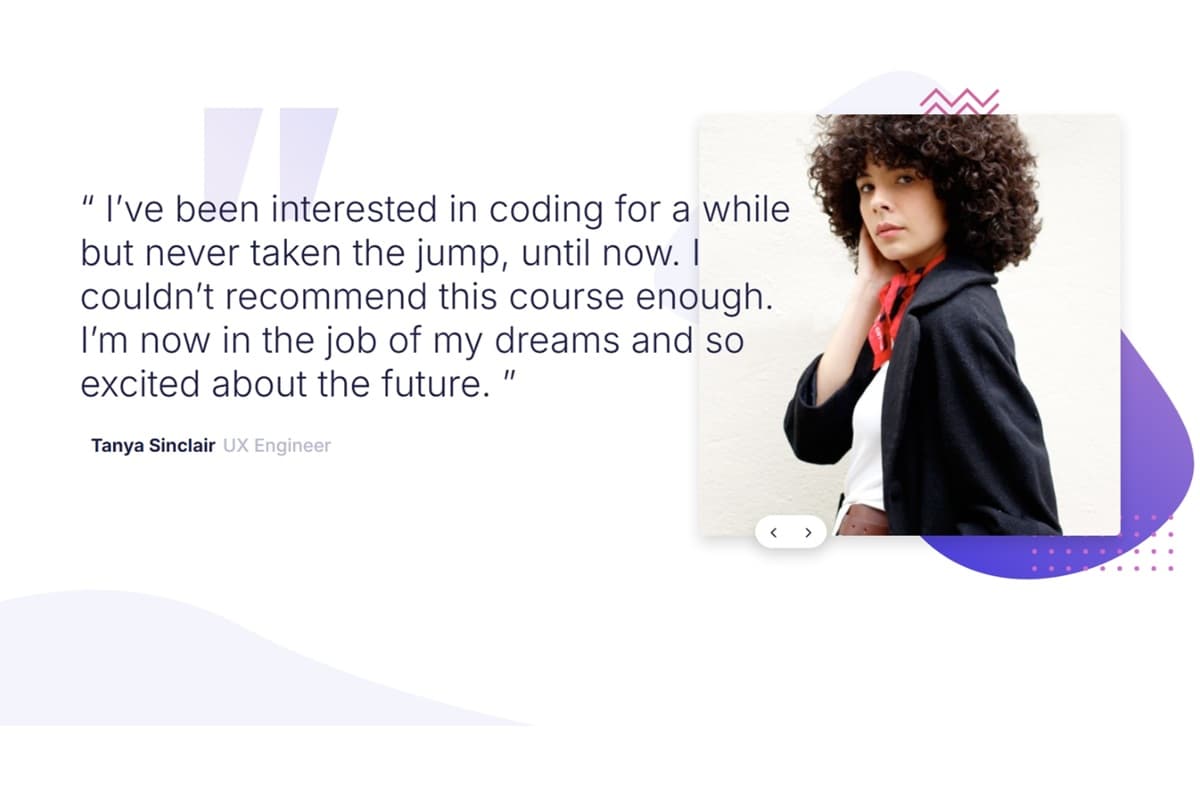 Coding bootcamp testimonials slider