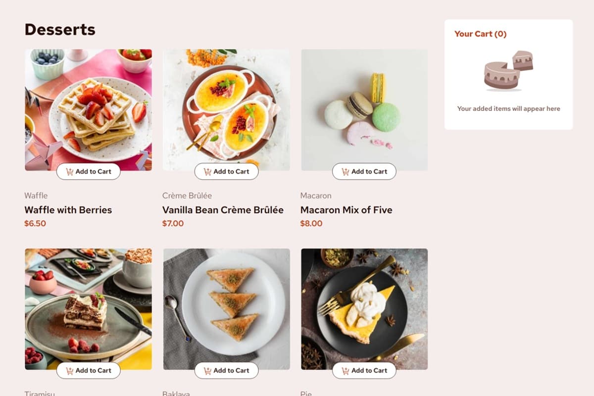 Product list with cart