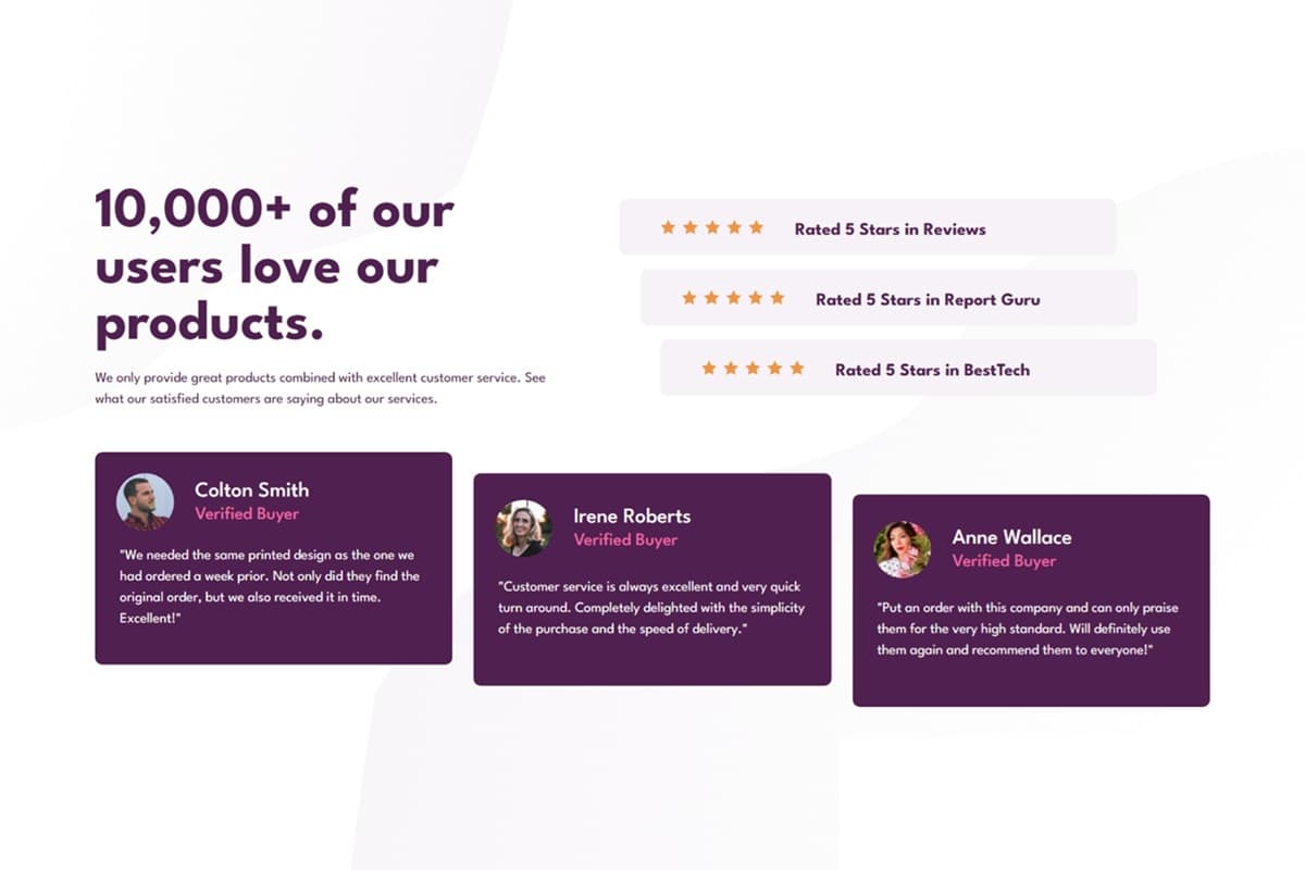 Social proof section