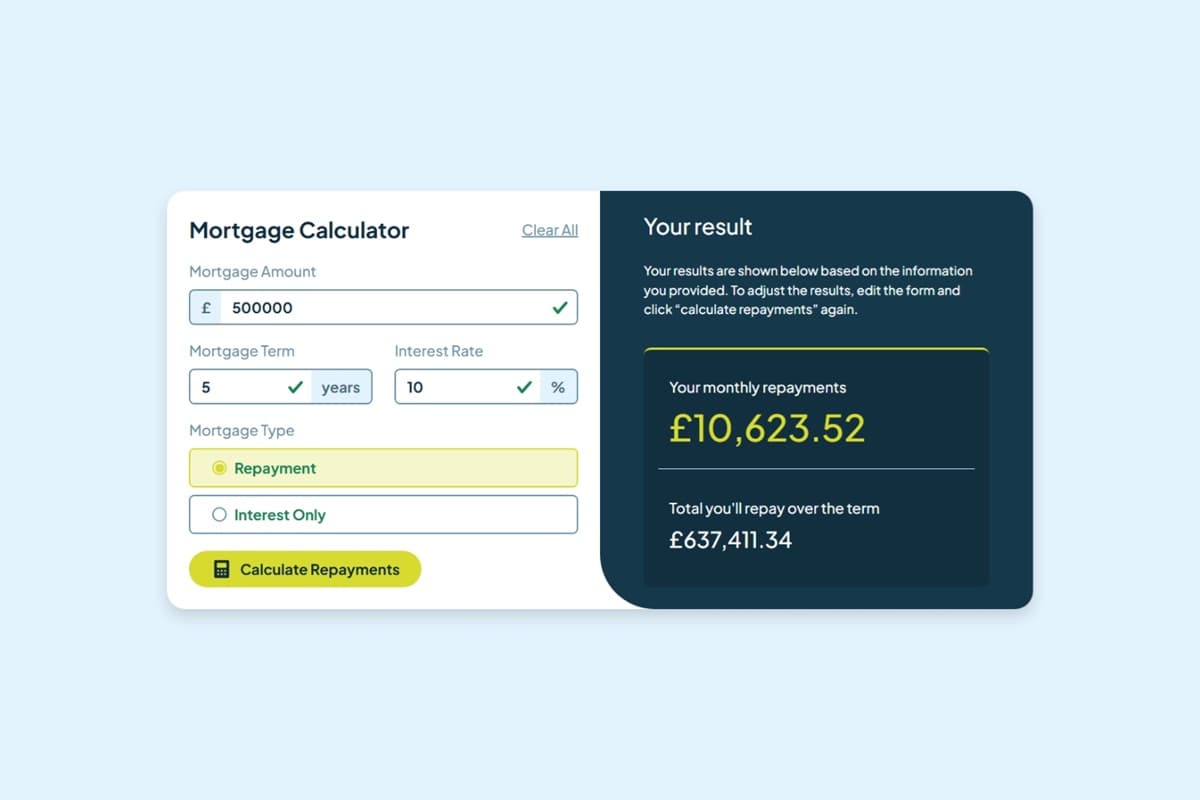 Mortgage repayment calculator