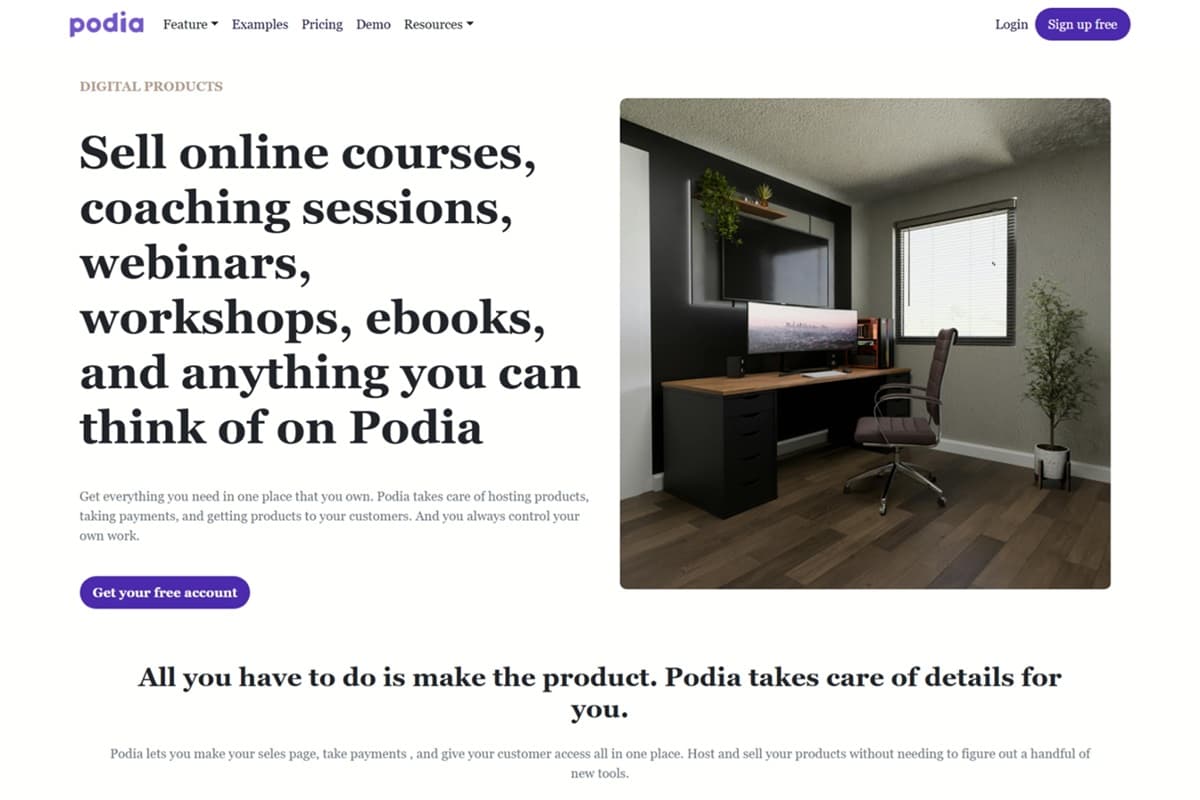 Podia page copy