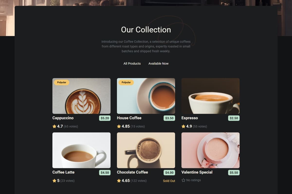 Simple Coffee Listing