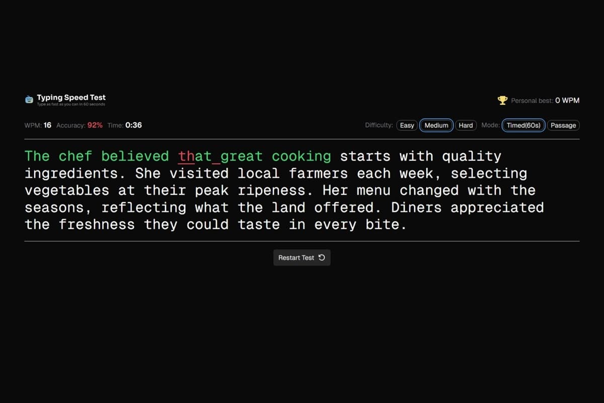 Typing speed test
