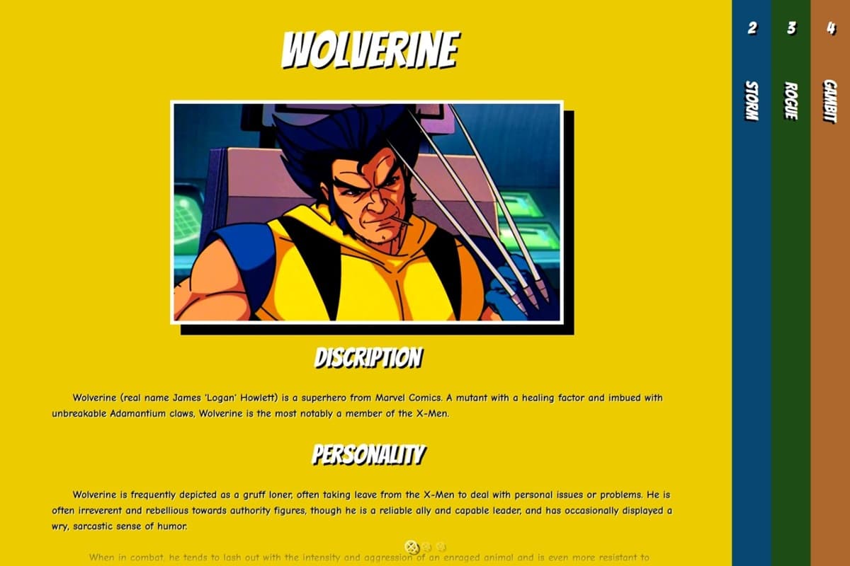 X-Men Character page
