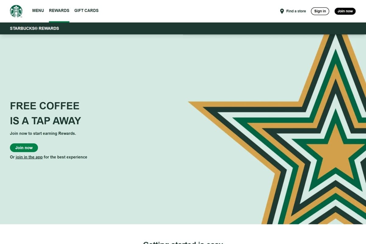 Starbucks-ish Rewards page